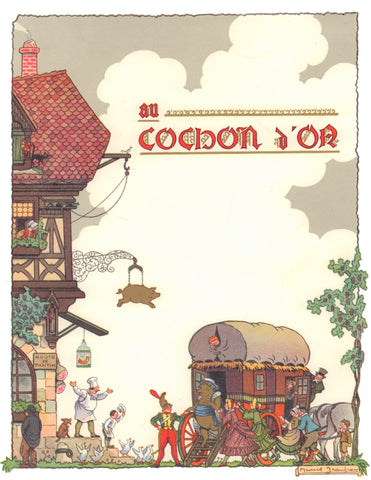 Au Cochon D'Or, Paris 1950s Menu art