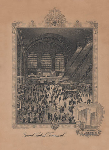 Commodore Hotel, Grand Central New York 1945 Menu Art