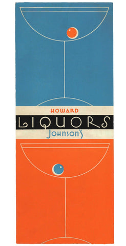 Howard Johnson's Liquors, USA 1950s Cocktail Menu