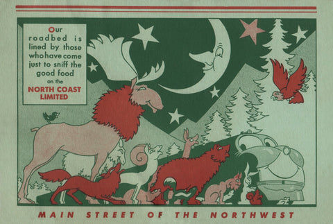 North Coast Limited Main Street of the North West 1951 Menu Art