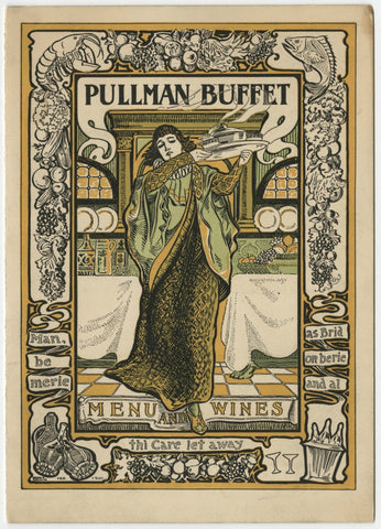 Pullman Buffet Menu and Wine List Early 1900s Menu Art