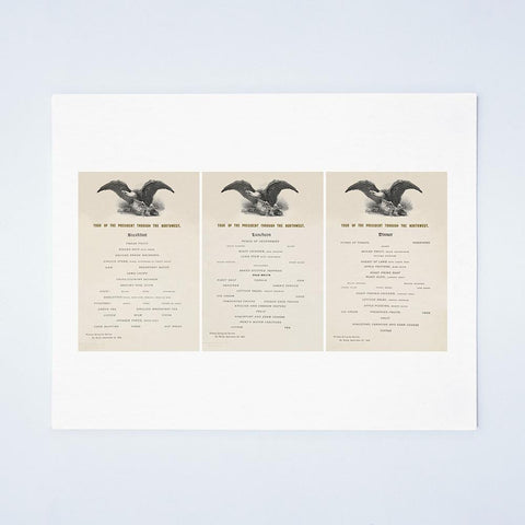Tour Of President Theodore Roosevelt Through The Northwest 1902 (Breakfast, Lunch & Dinner Menus)