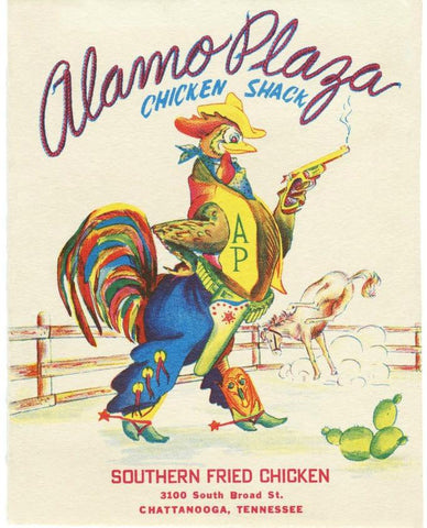 Alamo Plaza, Chattanooga, Tennessee, 1950s Menu Art