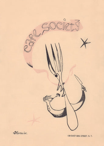 Cafe Society, New York 1943 Menu Art by Anton Refregier