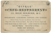 Cyprus Cafe Restaurant, London, 1890