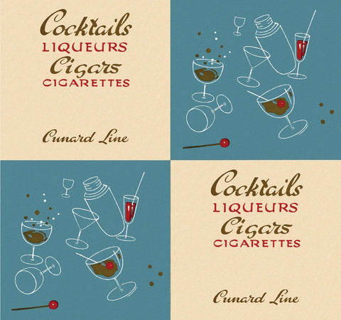 Cunard Line, Queen Elizabeth 1953 Cocktail List Art Print