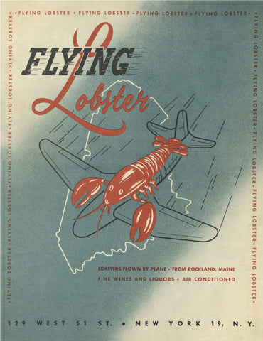 The Flying Lobster, New York 1950s Menu Art 