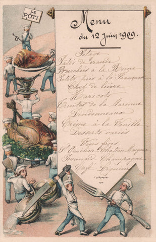 French Menu Le Roti 1909