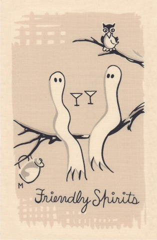 Friendly Sprits, Cocktail Story 1950s Napkin Print