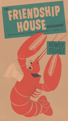 Friendship House, Biloxi 1960s Menu Art