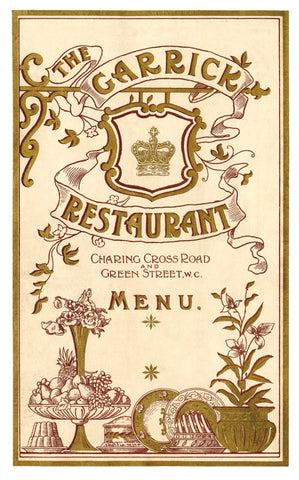 The Garrick, London 1903 Menu Art