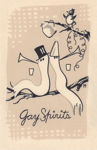 Gay Sprits, Cocktail Story 1950s Napkin Print