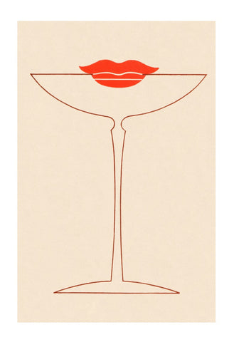 Cocktail Kiss, Long Beach, California 1930s Menu Art