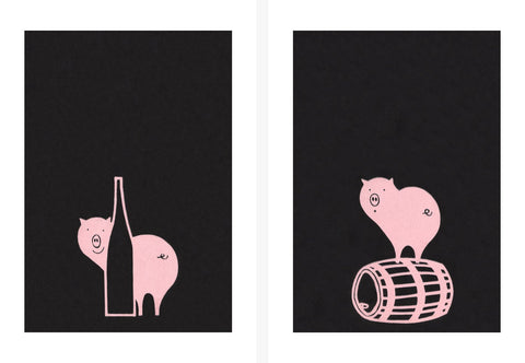 Both Pink Pig Prints