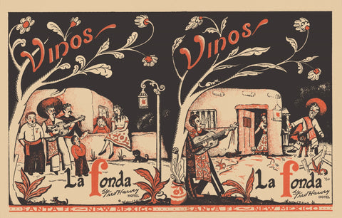 La Fonda, (Fred Harvey), Santa Fe 1950s Menu Art