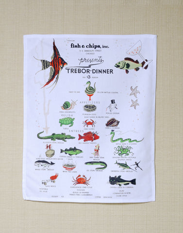 fish & chips inc, Chicago 1940s Kitchen Towel