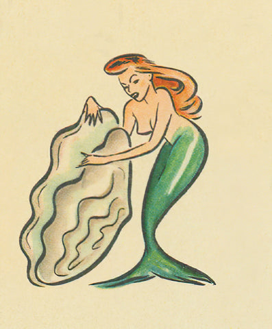 Mermaid and Oyster Shell 1940s detail