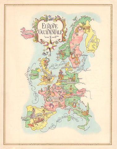 Pan American Europe Occidentale 1960s Jacques Liozu Map