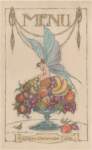 Queen of Bermuda, 1937 Menu Art by Alistair K. MacDonald 