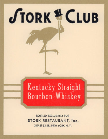 Stork Cub Liquor Label - Kentucky Straight Bourbon Whiskey 1940s