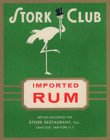 Stork Cub Liquor Label - Rum 1940s