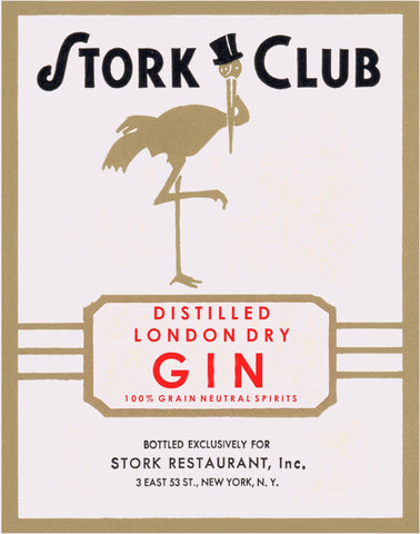 Stork Cub Liquor Label - Gin 1940s