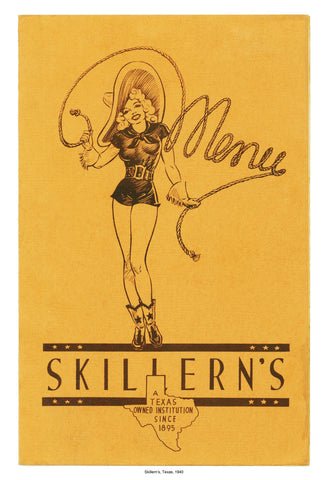 Skillern's Texas 1940 Vintage Menu