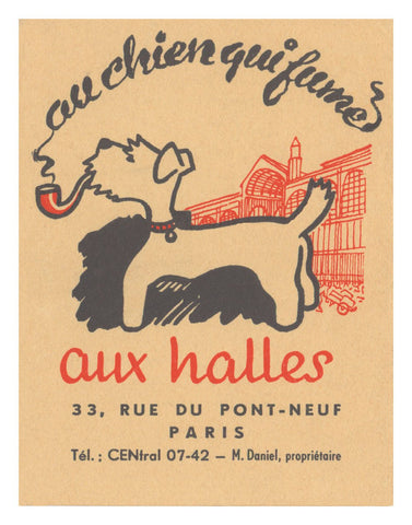 Au Chien Qui Fume, Paris 1950s Menu Art