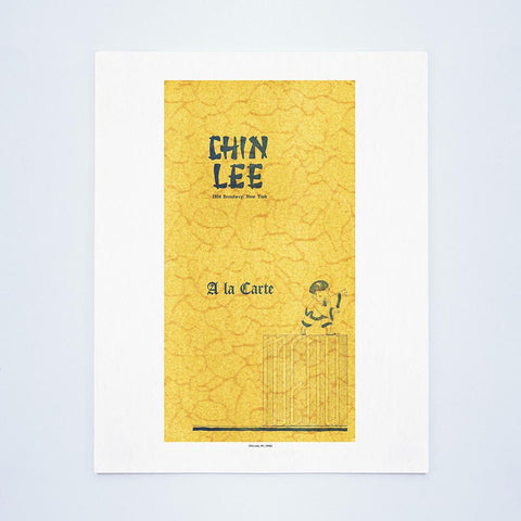 Chin Lee, New York, 1940s Vintage Chinese Menu Art
