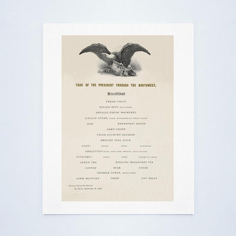 Tour Of President Theodore Roosevelt Through The Northwest 1902 - Breakfast Menu