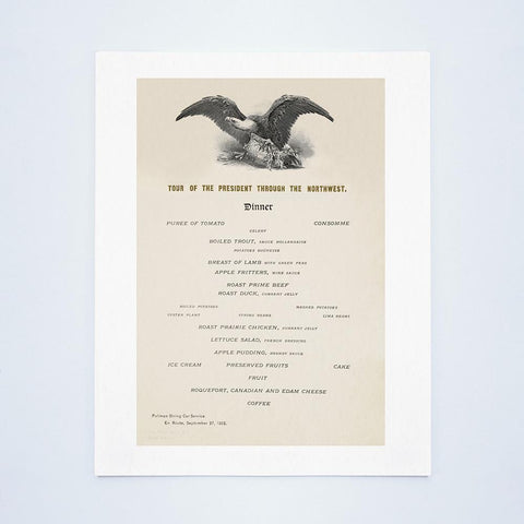 Tour Of President Theodore Roosevelt Through The Northwest 1902 - Dinner Menu