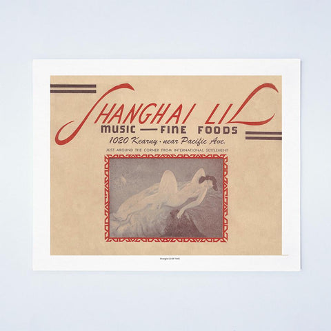 Shanghai Lil, San Francisco 1945 Vintage Menu