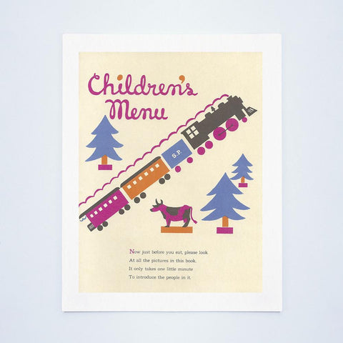 Southern Pacific Railroad Children's Menu 1930s